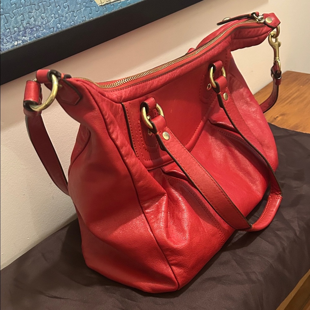 Coach Ashley Signature Cherry Red Leather Satchel/Shoulder Bag - Picture 14 of 14